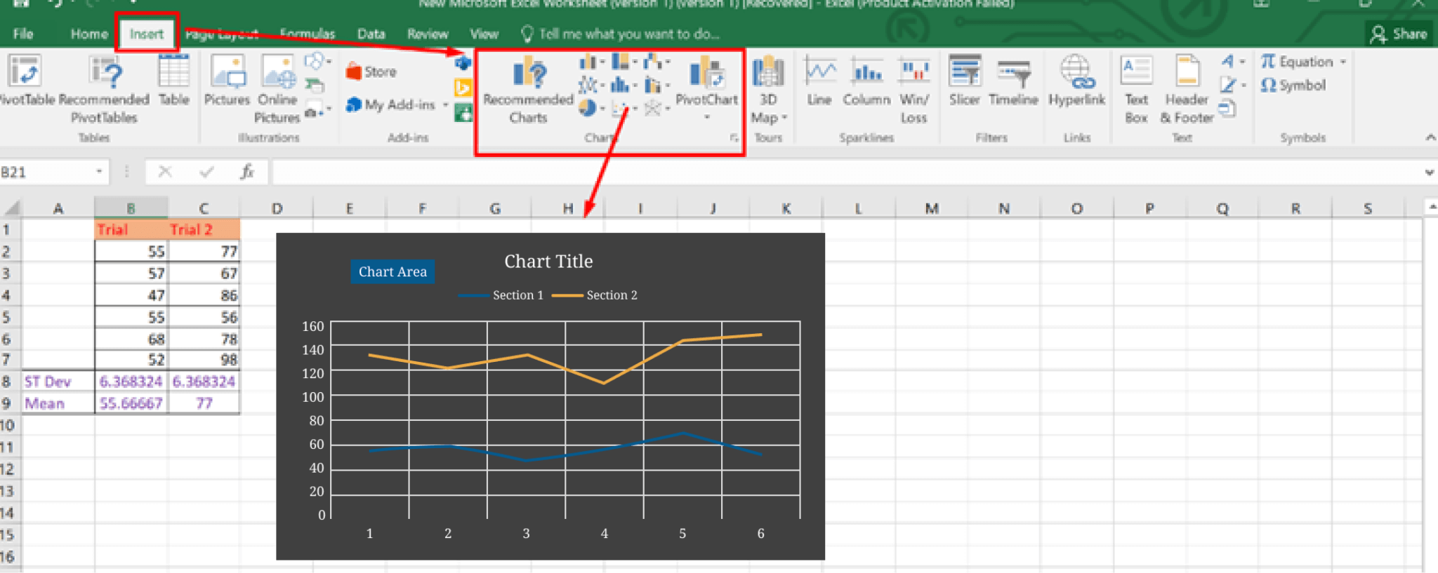 standard deviation excel graph